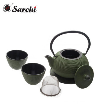 Esmalte de ferro fundido com utensílio de aço inoxidável Teapot